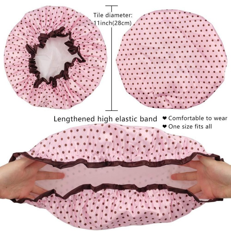 Wodoodporny czepek ochronny, kąpielowy na włosy, do spania, KROPKI KCZ01 - obrazek 7