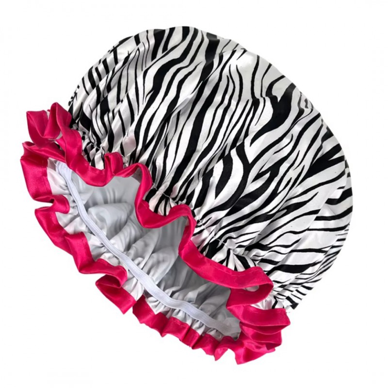 Wodoodporny czepek ochronny, kąpielowy na włosy, do spania, ZEBRA KCZ02 - obrazek 3