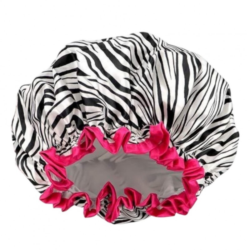 Wodoodporny czepek ochronny, kąpielowy na włosy, do spania, ZEBRA KCZ02 - obrazek 4