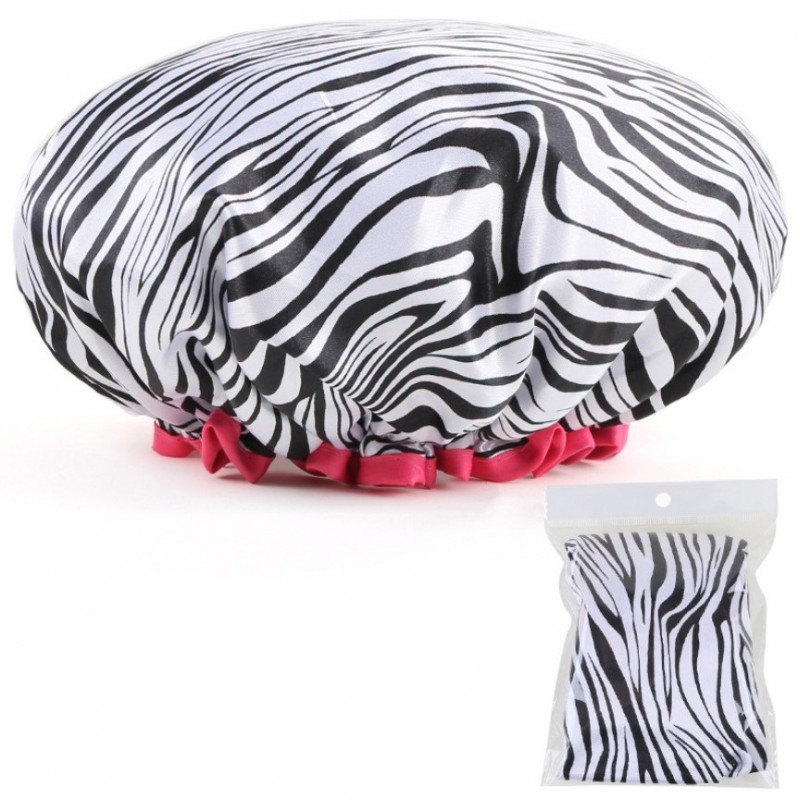 Wodoodporny czepek ochronny, kąpielowy na włosy, do spania, ZEBRA KCZ02 - obrazek 5