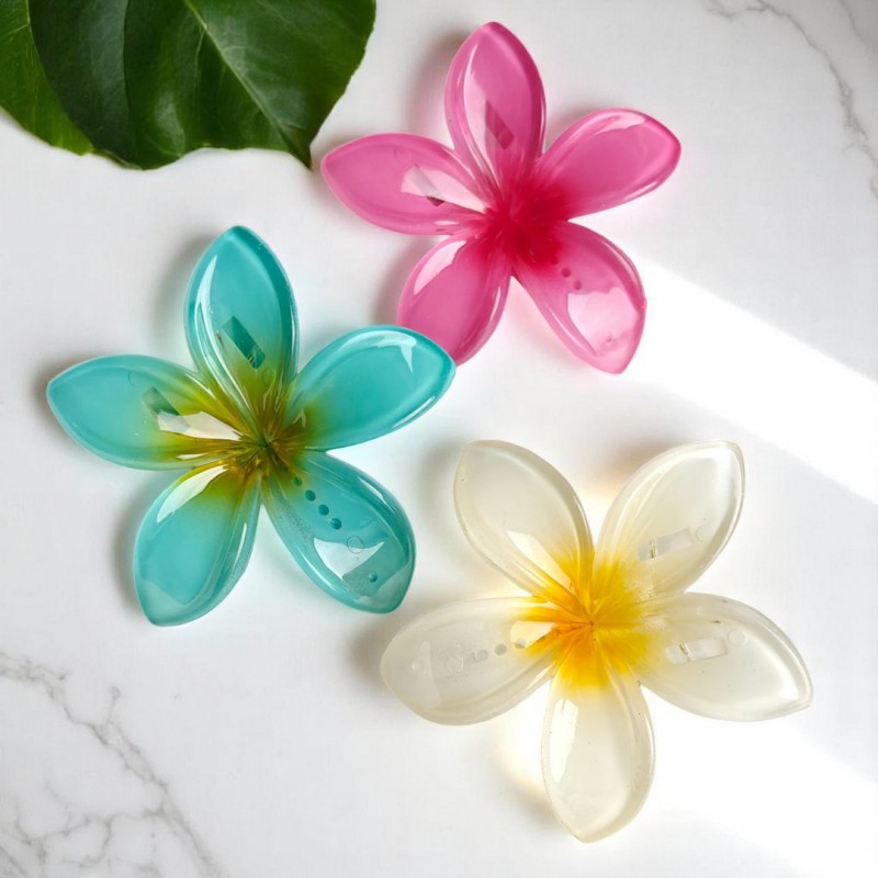 Spinka do włosów klamra XL KLIPS kwiat ombre żółty 6 cm SP404 - obrazek 4