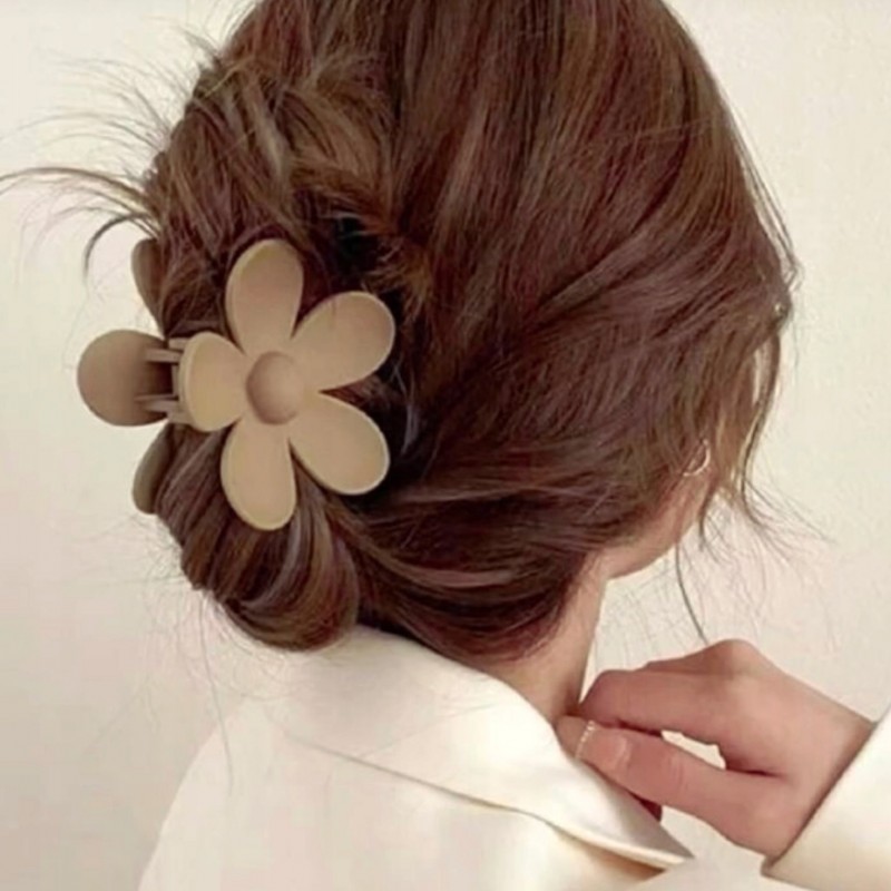 Spinka do włosów klamra XL kwiat beżowa 7x7,5 cm SP152K - obrazek 3