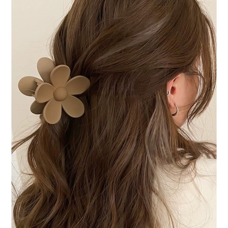 Spinka do włosów klamra XL kwiat beżowa 7x7,5 cm SP152K - obrazek 7