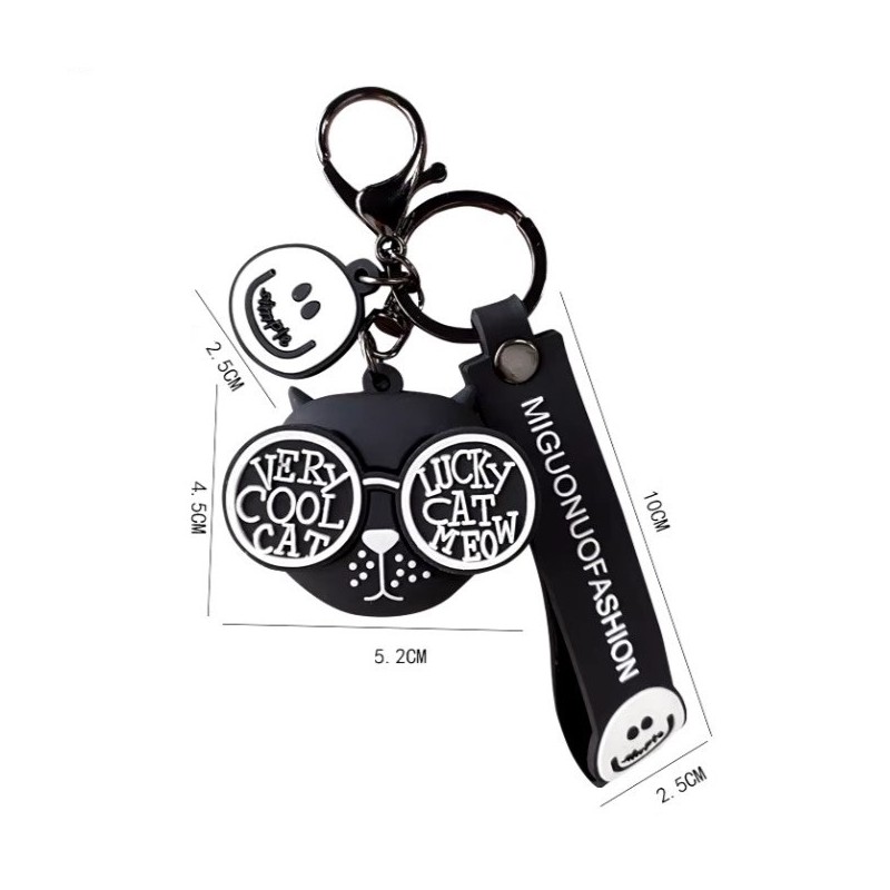 Brelok do kluczy WONDERFUL DAY Kot w okularach czarny 5,2 x 4,5 cm BRL331CZ - obrazek 4