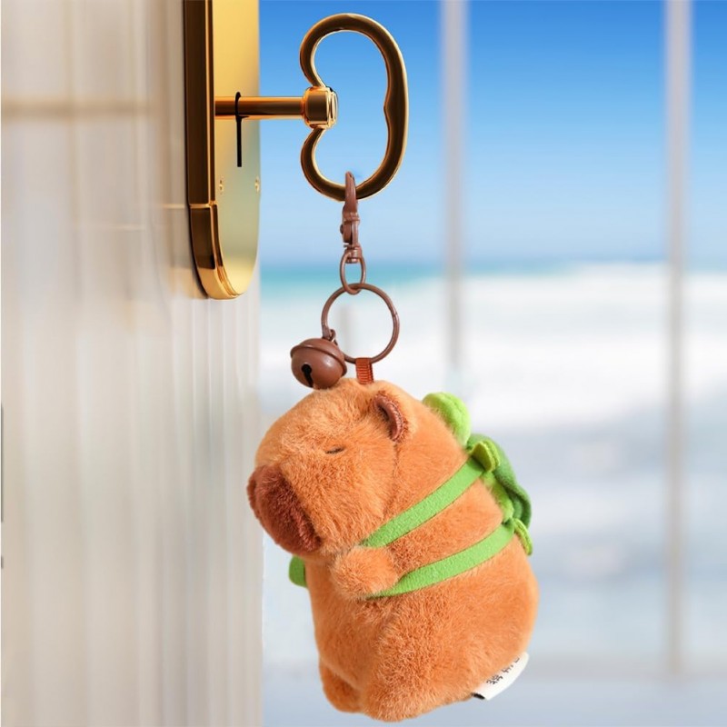 Brelok do kluczy pluszowa puchata Kapibara z plecakiem żółw BRL361 - obrazek 4