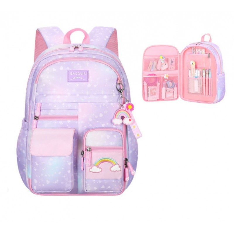 Plecak RAINBOW sweet szkolny uniwersalny z brelokiem, kieszonki PL161 - obrazek 3