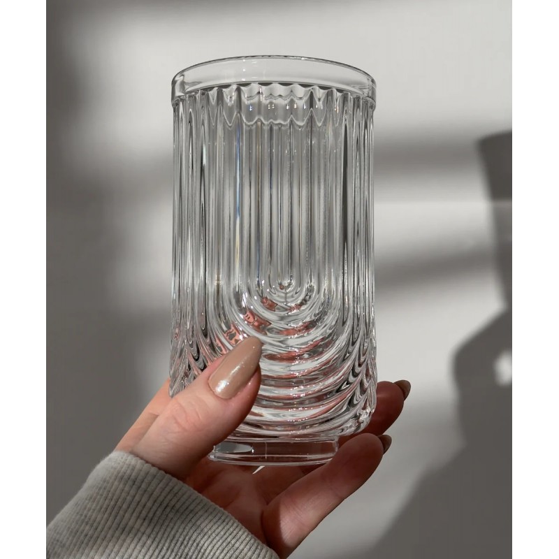 Szklanka ryflowana wysoka 480 ml grube szkło 1szt SZK64 - obrazek 3