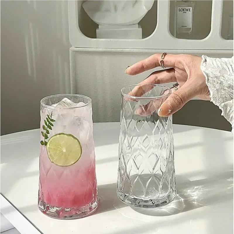 Zestaw 3 szklanek falowanych wysokich 475 ml grube szkło SZK184ZESTAW3 - obrazek 4