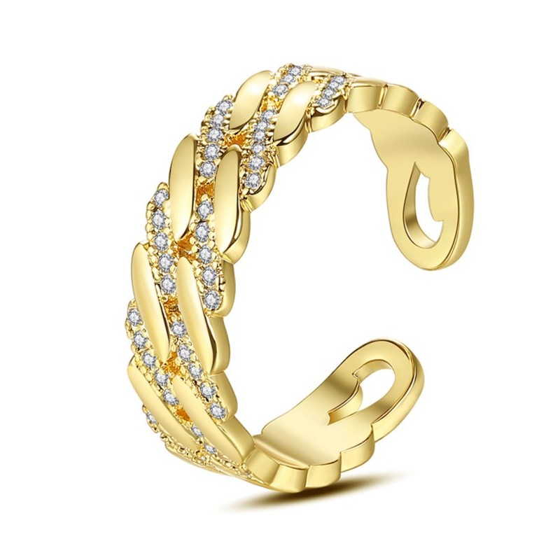 Pierścionek stal chirurgiczna platerowana złotem regulowany, z cyrkoniami PST935 - obrazek 3