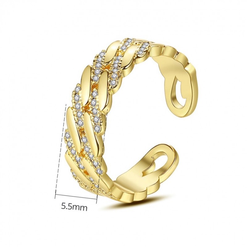 Pierścionek stal chirurgiczna platerowana złotem regulowany, z cyrkoniami PST935 - obrazek 5