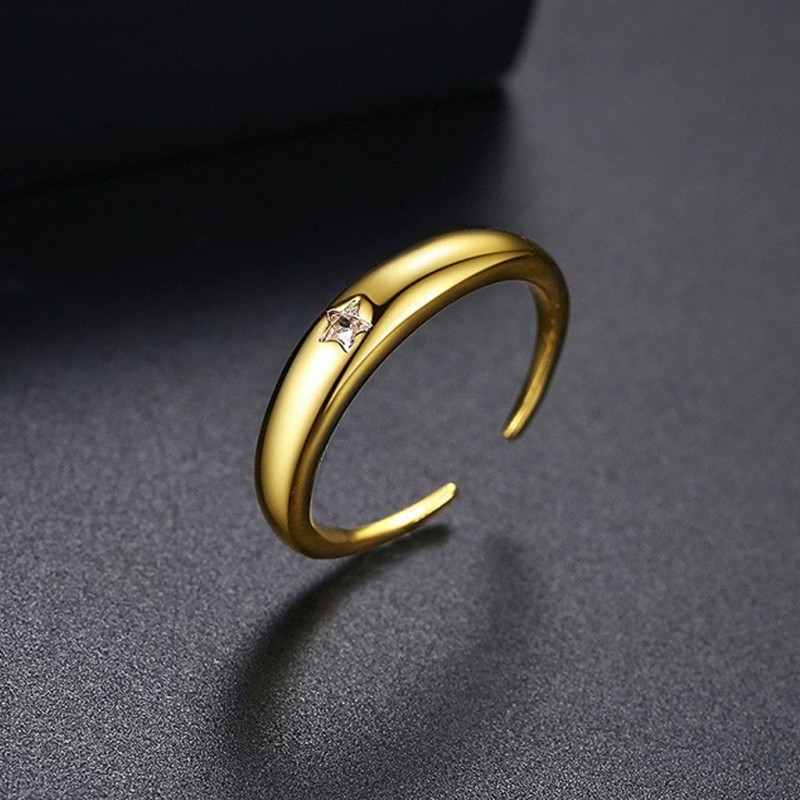 Pierścionek stal chirurgiczna platerowana złotem regulowany, z cyrkoniami R6, PST950 - obrazek 4