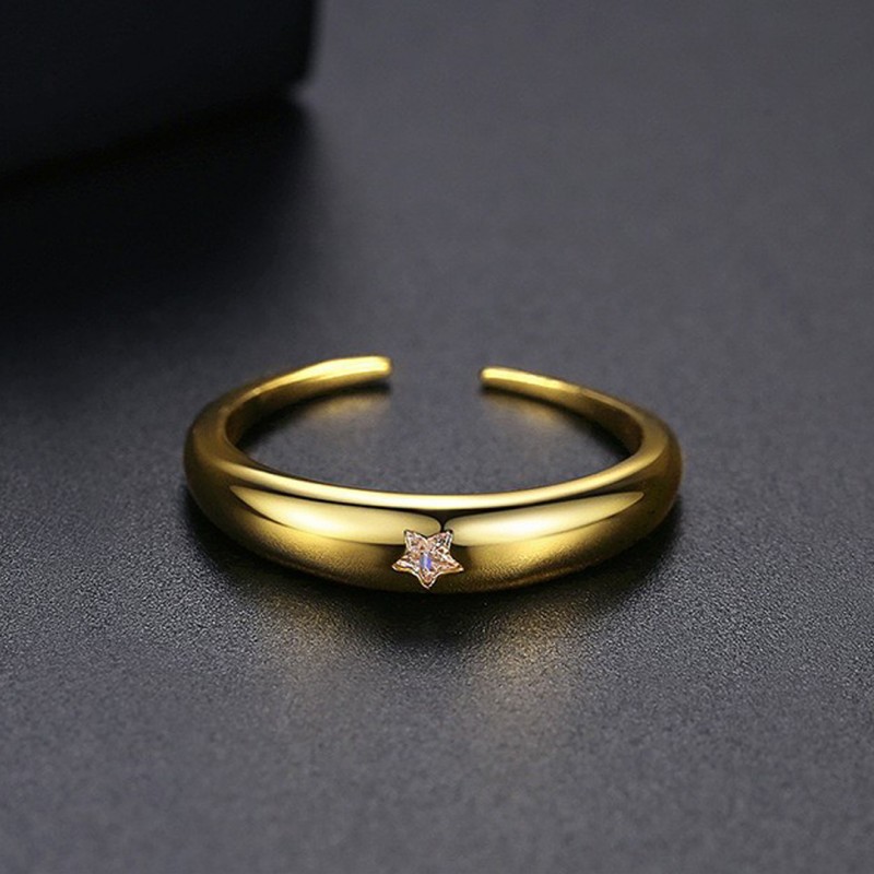 Pierścionek stal chirurgiczna platerowana złotem regulowany, z cyrkoniami R6, PST950 - obrazek 5