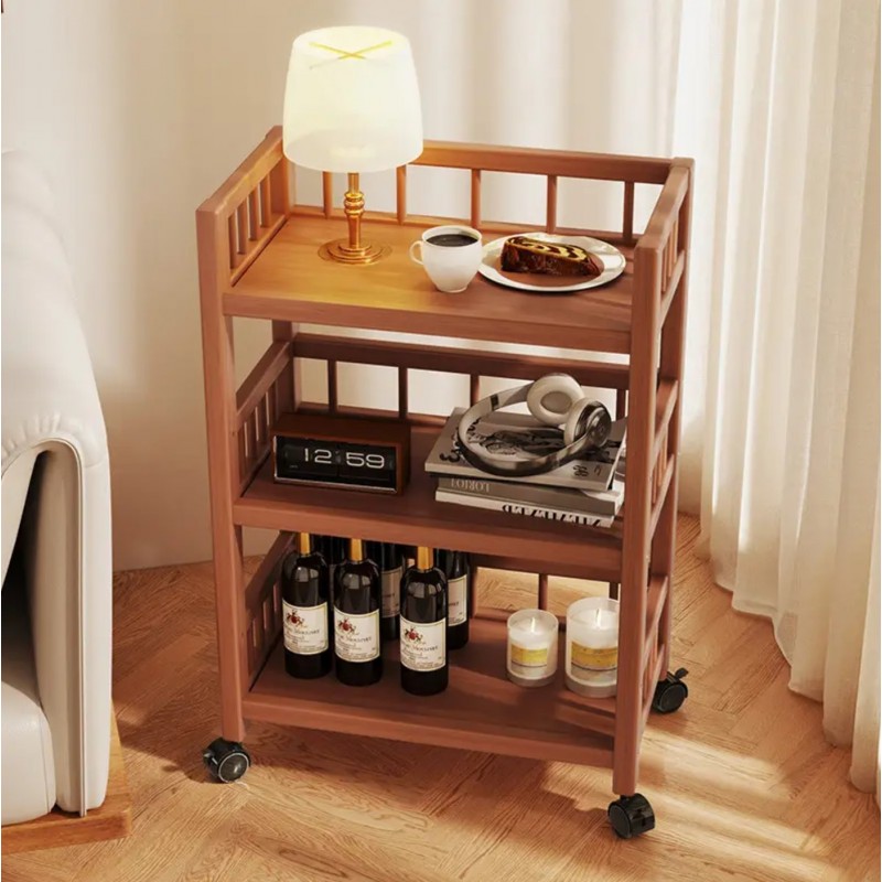 Bambusowy regał, mobilna szafka na kółkach 30 x 50 x 82cm SZ48 - obrazek 3