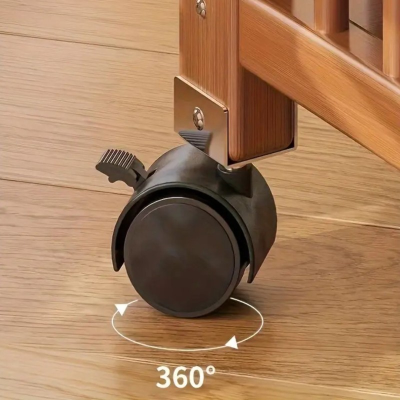 Bambusowy regał, mobilna szafka na kółkach 30 x 50 x 82cm SZ48 - obrazek 4