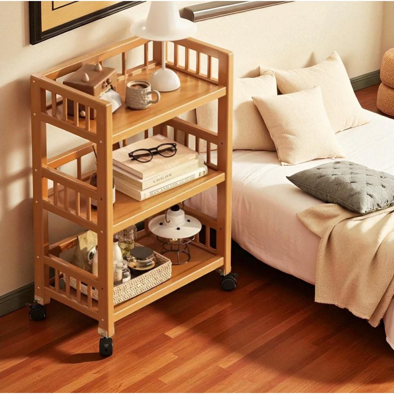 Bambusowy regał, mobilna szafka na kółkach 30 x 50 x 82cm SZ48 - obrazek 5