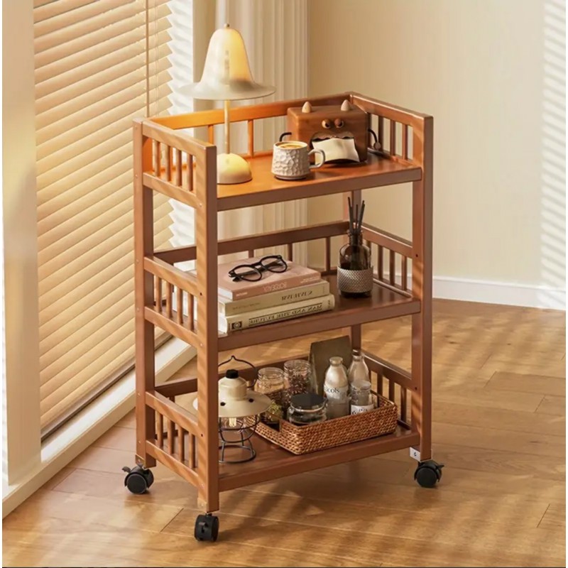 Bambusowy regał, mobilna szafka na kółkach 30 x 50 x 82cm SZ48 - obrazek 6