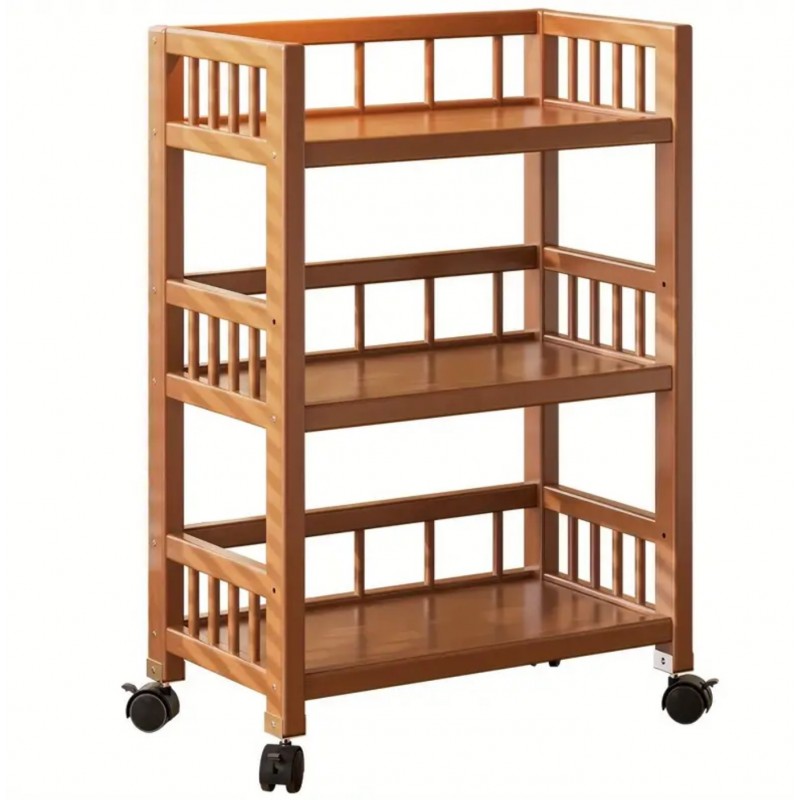 Bambusowy regał, mobilna szafka na kółkach 30 x 50 x 82cm SZ48 - obrazek 7