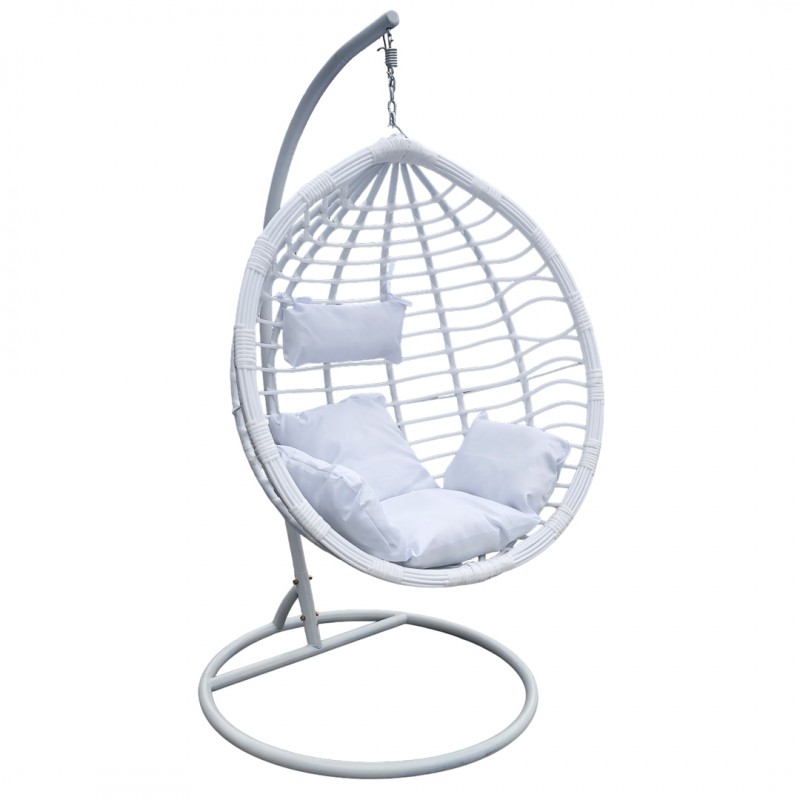 Fotel wiszący huśtawka kokon z poduszkami biały - KR36 - obrazek 5