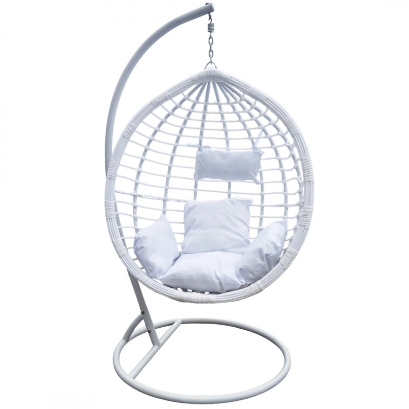 Fotel wiszący huśtawka kokon z poduszkami biały - KR36 - obrazek 6