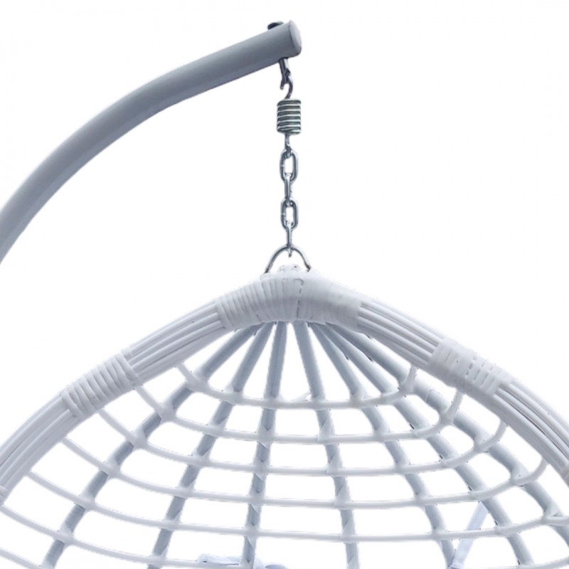 Fotel wiszący huśtawka kokon z poduszkami biały - KR36 - obrazek 7