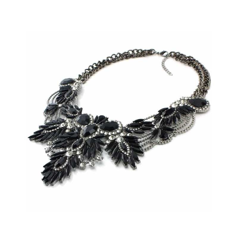 Naszyjnik, kolia kryształowa, cyrkonie efektowna czerń N347CZ - obrazek 3