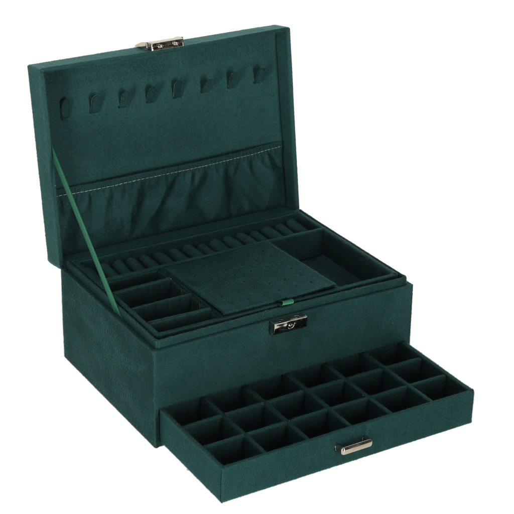 Szkatułka kuferek na biżuterię organizer zielony - obrazek 6