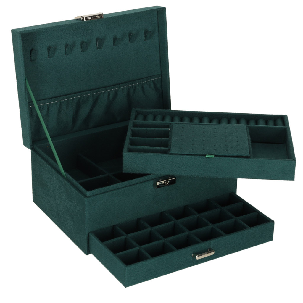 Szkatułka kuferek na biżuterię organizer zielony - obrazek 8