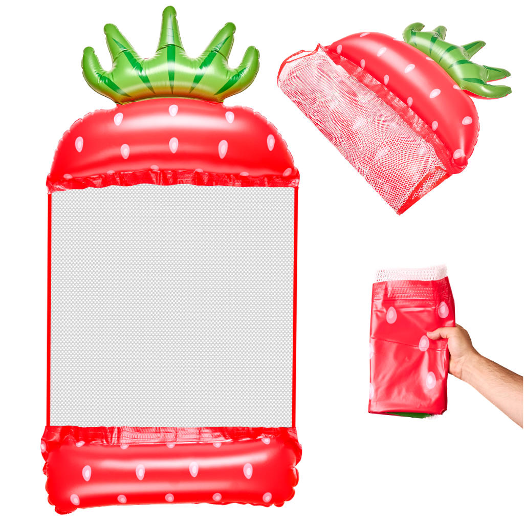 Materac dmuchany plażowy hamak wodny leżak fotel krzesło do pływania basenu truskawka - obrazek 5