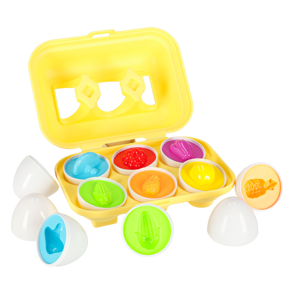 Układanka edukacyjna sorter dopasuj kształty jajka montessori owoce warzywa 6szt - obrazek 4