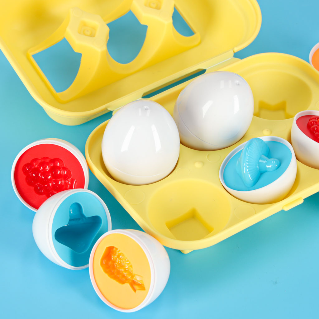 Układanka edukacyjna sorter dopasuj kształty jajka montessori owoce warzywa 6szt - obrazek 7