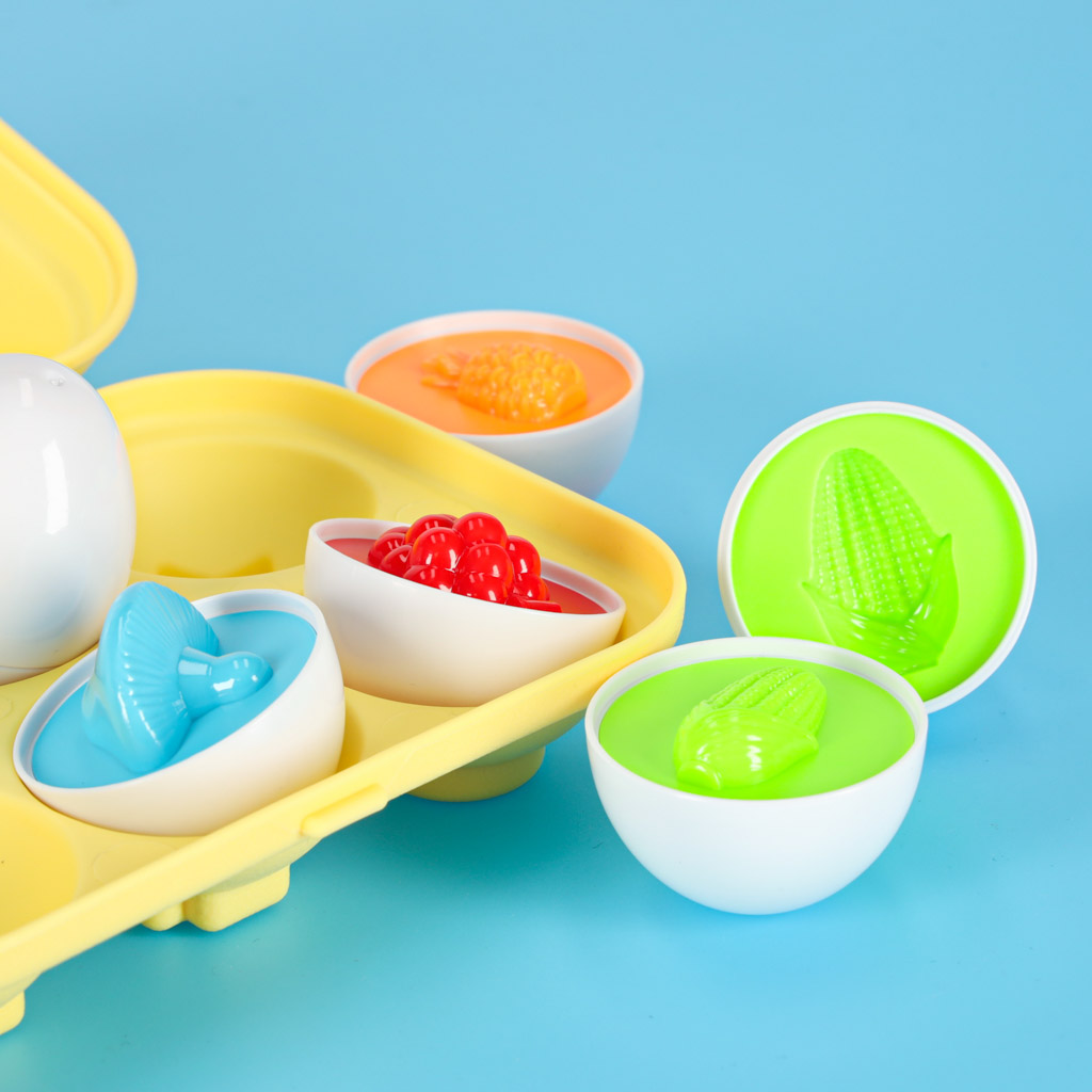 Układanka edukacyjna sorter dopasuj kształty jajka montessori owoce warzywa 6szt - obrazek 8