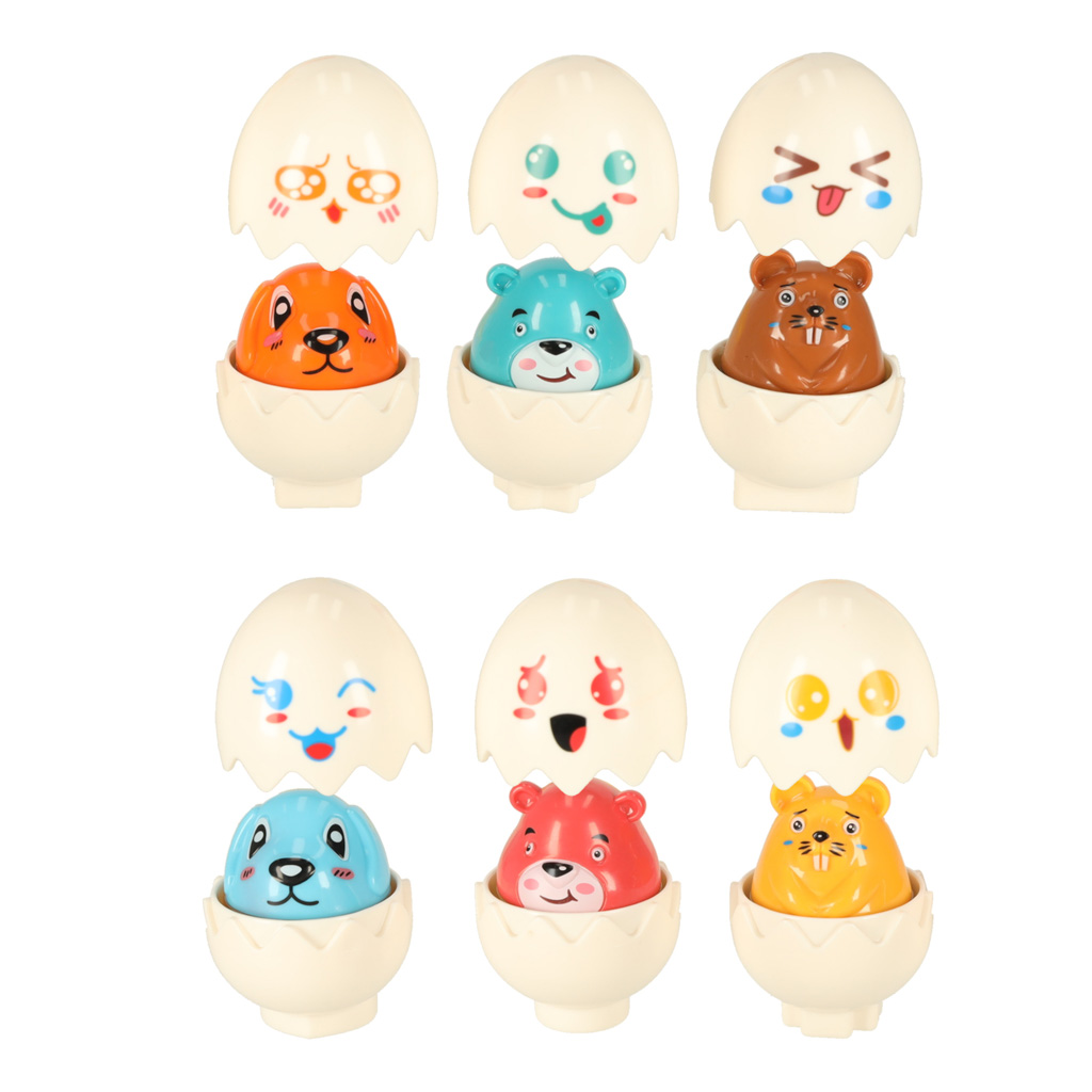 Układanka edukacyjna sorter dopasuj kształty jajka montessori zwierzątka 6 szt - obrazek 6