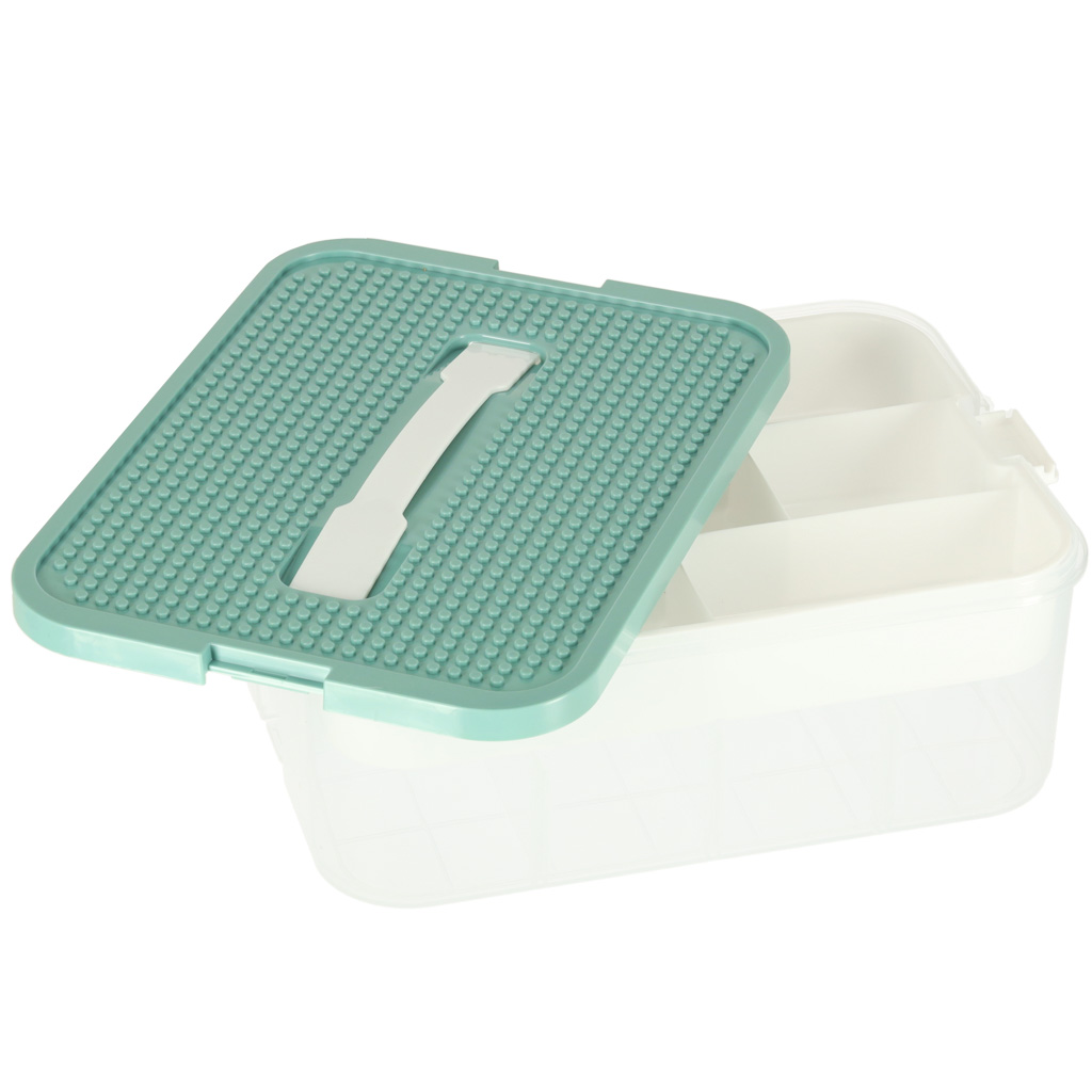 Organizer pudełko pojemnik na klocki zabawki drobiazgi z pokrywą przegródkami - obrazek 4