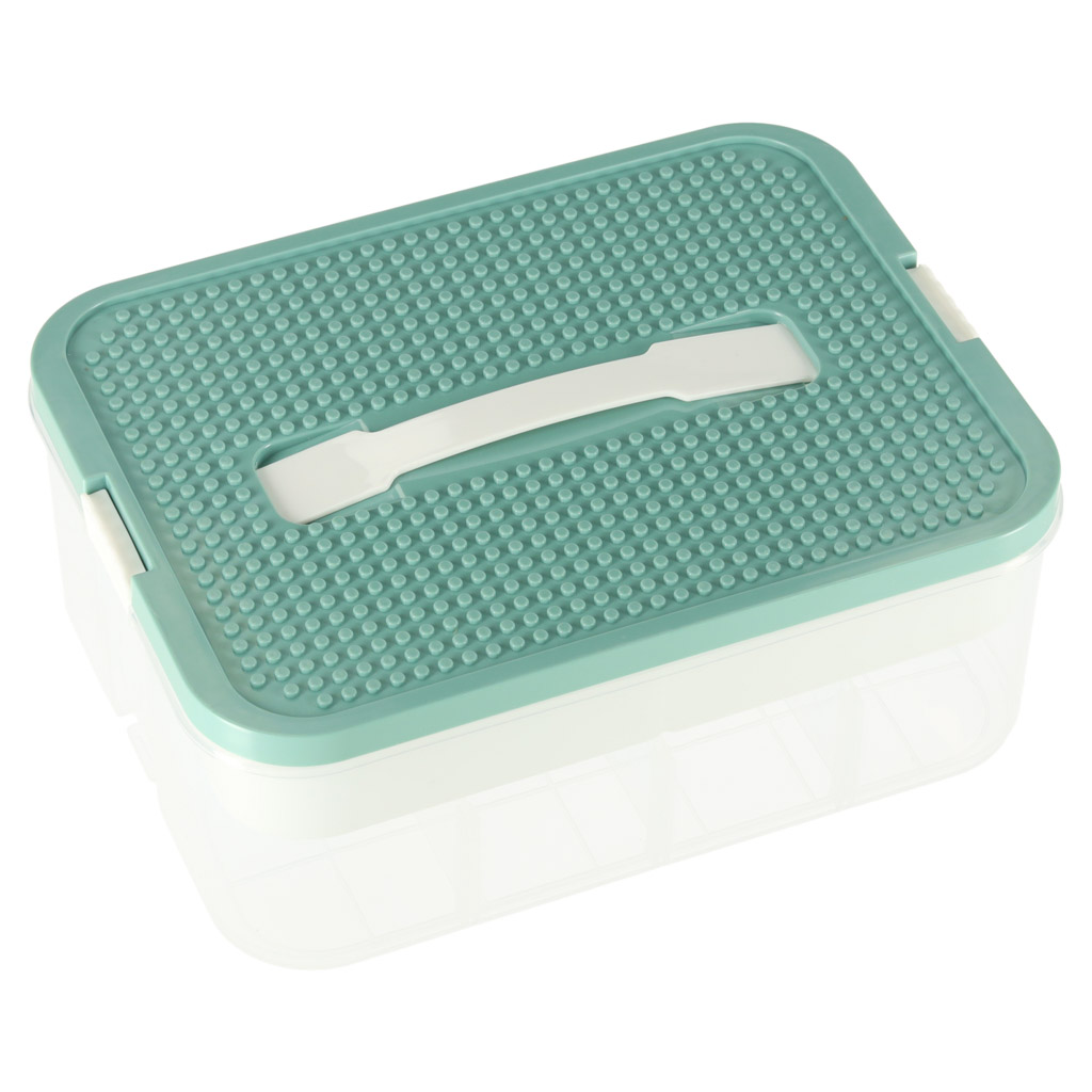 Organizer pudełko pojemnik na klocki zabawki drobiazgi z pokrywą przegródkami - obrazek 8