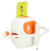 Robot edukacyjny interaktywny nauka rysowania pisania zestaw fiszki mazaki pomarańczowy
