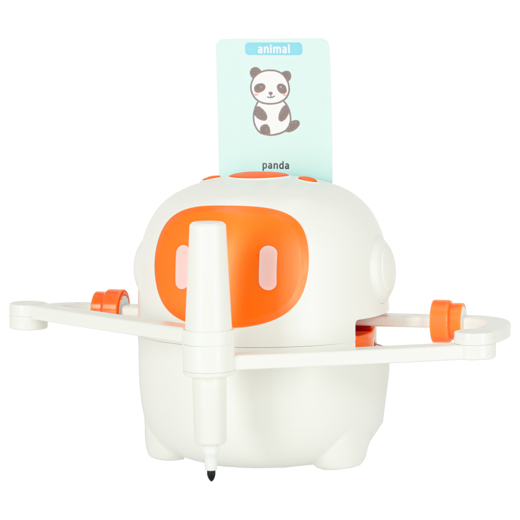 Robot edukacyjny interaktywny nauka rysowania pisania zestaw fiszki mazaki pomarańczowy - obrazek 5