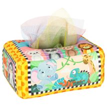 Sorter pudełko z chusteczkami sensoryczne montessori pluszowe cyfry litery