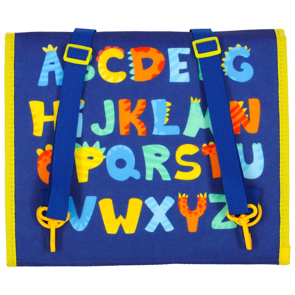 Tablica manipulacyjna sensoryczna montessori walizka plecak niebieska - obrazek 3