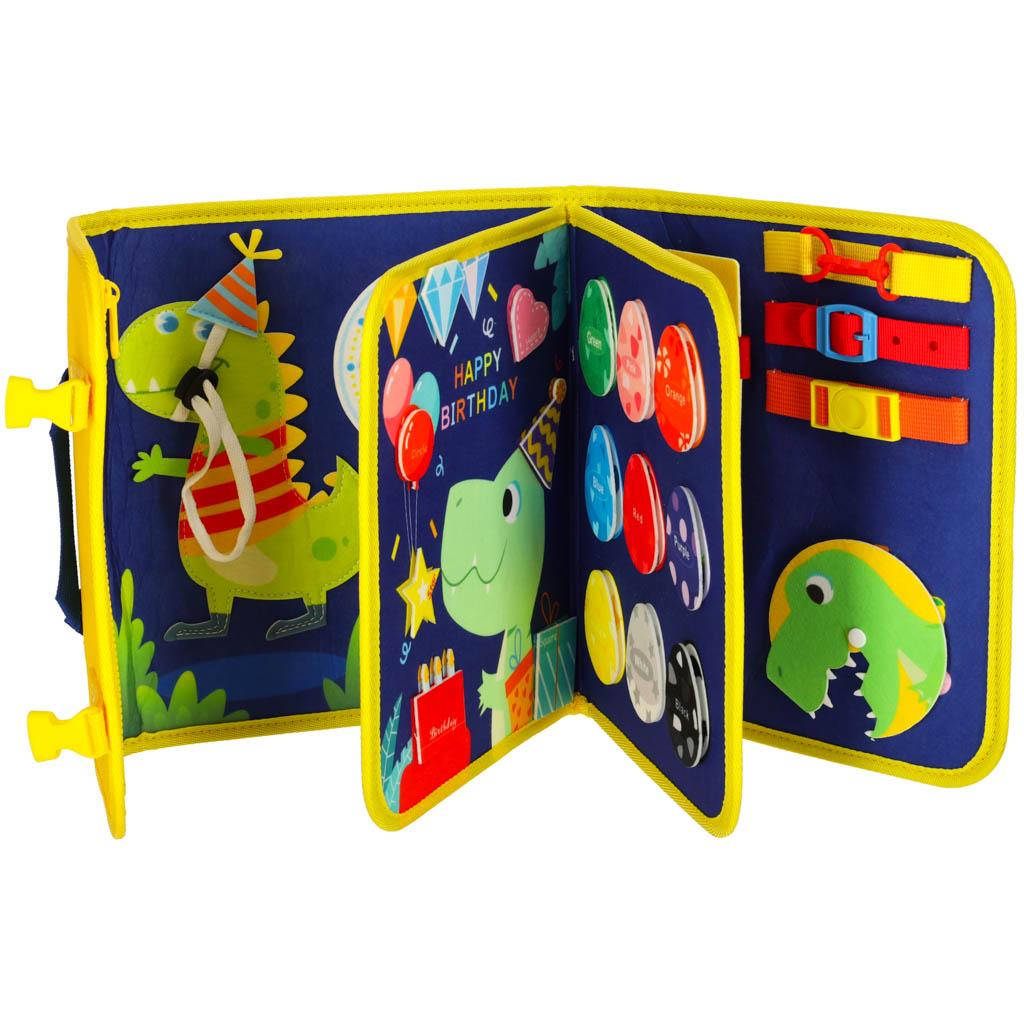 Tablica manipulacyjna sensoryczna montessori walizka plecak niebieska - obrazek 7