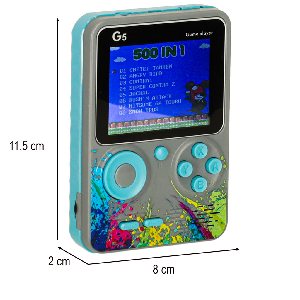 Konsola przenośna do gier mini elektroniczna retro 500 gier szara - obrazek 7