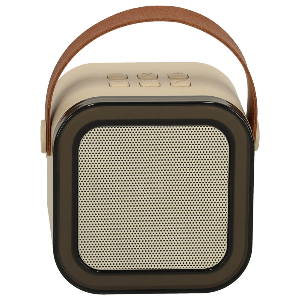 Zestaw do karaoke głośnik Bluetooth 2 mikrofony USB LED 6W beżowy - obrazek 5