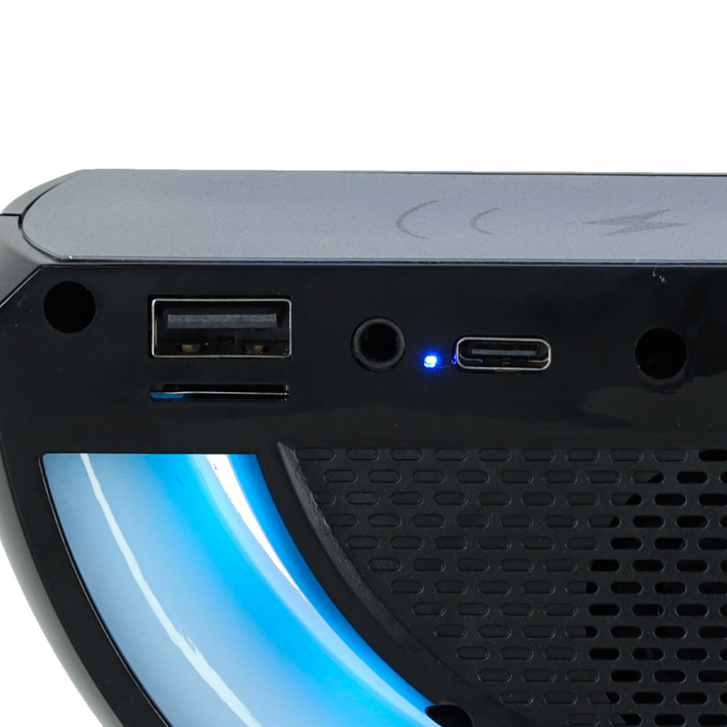 Lampka LED Gamingowa RGB głośnik ładowarka indukcyjna czarna - obrazek 8