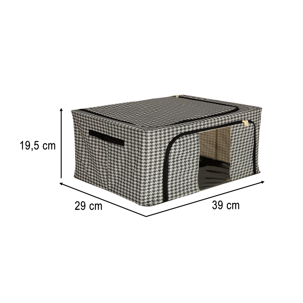 Organizer na pościel ubrania do szafy pokrowiec torba ze stelażem biały czarny 22L - obrazek 7