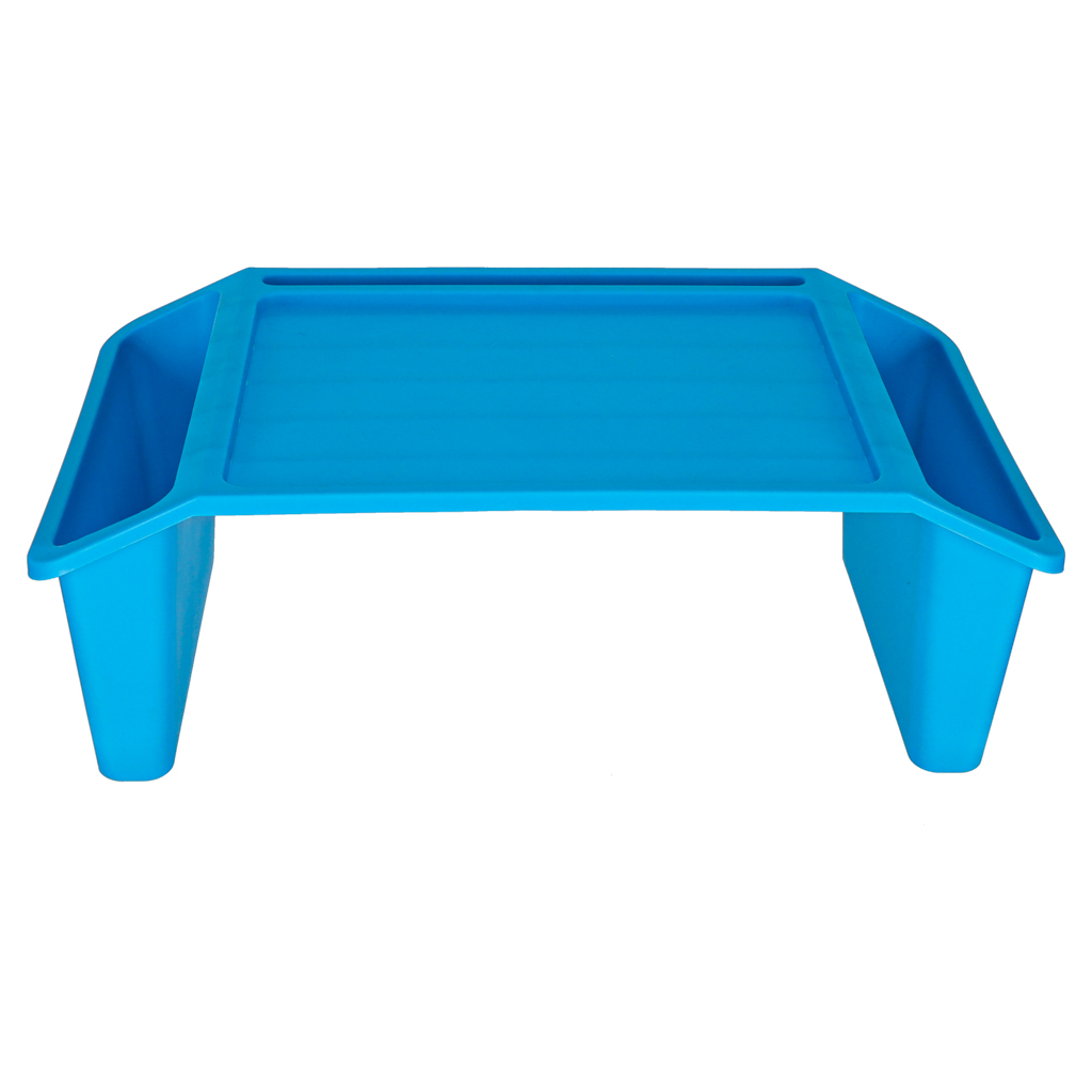 Stolik pod laptopa z organizerem podróżny samochodowy dla dzieci z kieszeniami śniadaniowy podstawka przenośny stabilny niebieski - obrazek 3