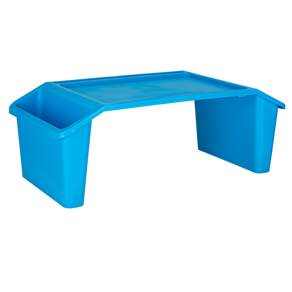 Stolik pod laptopa z organizerem podróżny samochodowy dla dzieci z kieszeniami śniadaniowy podstawka przenośny stabilny niebieski - obrazek 4