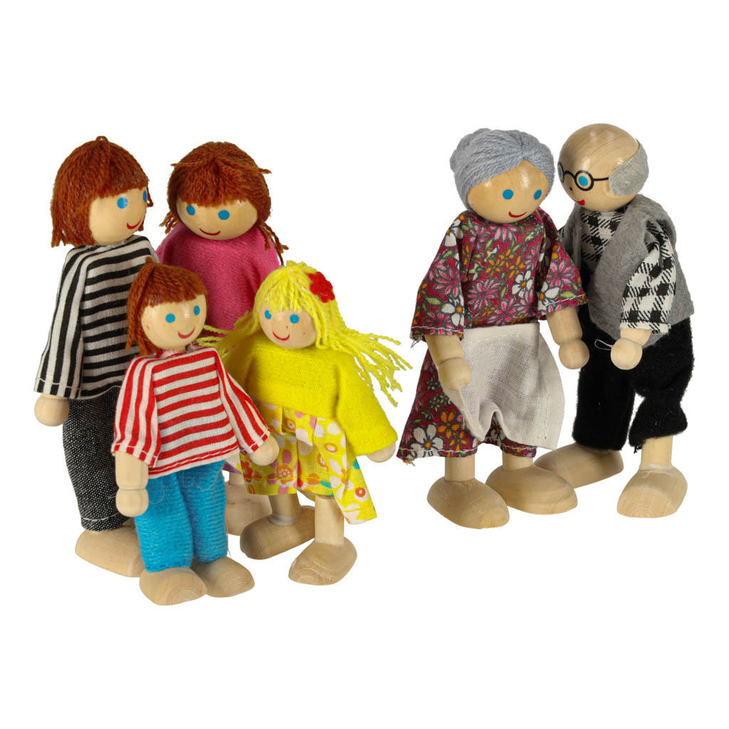Lalki do domku dla lalek lalka drewniane laleczki rodzinka 6el. - obrazek 3