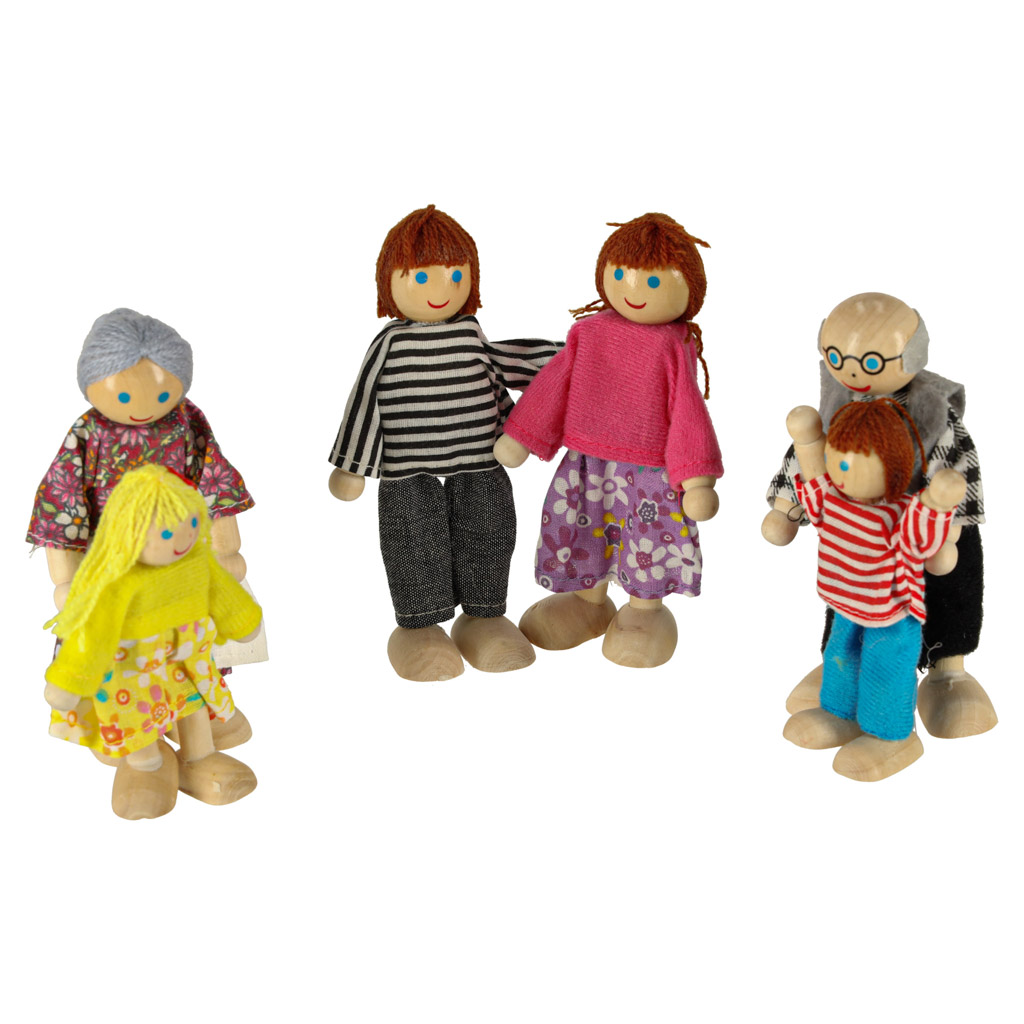 Lalki do domku dla lalek lalka drewniane laleczki rodzinka 6el. - obrazek 4