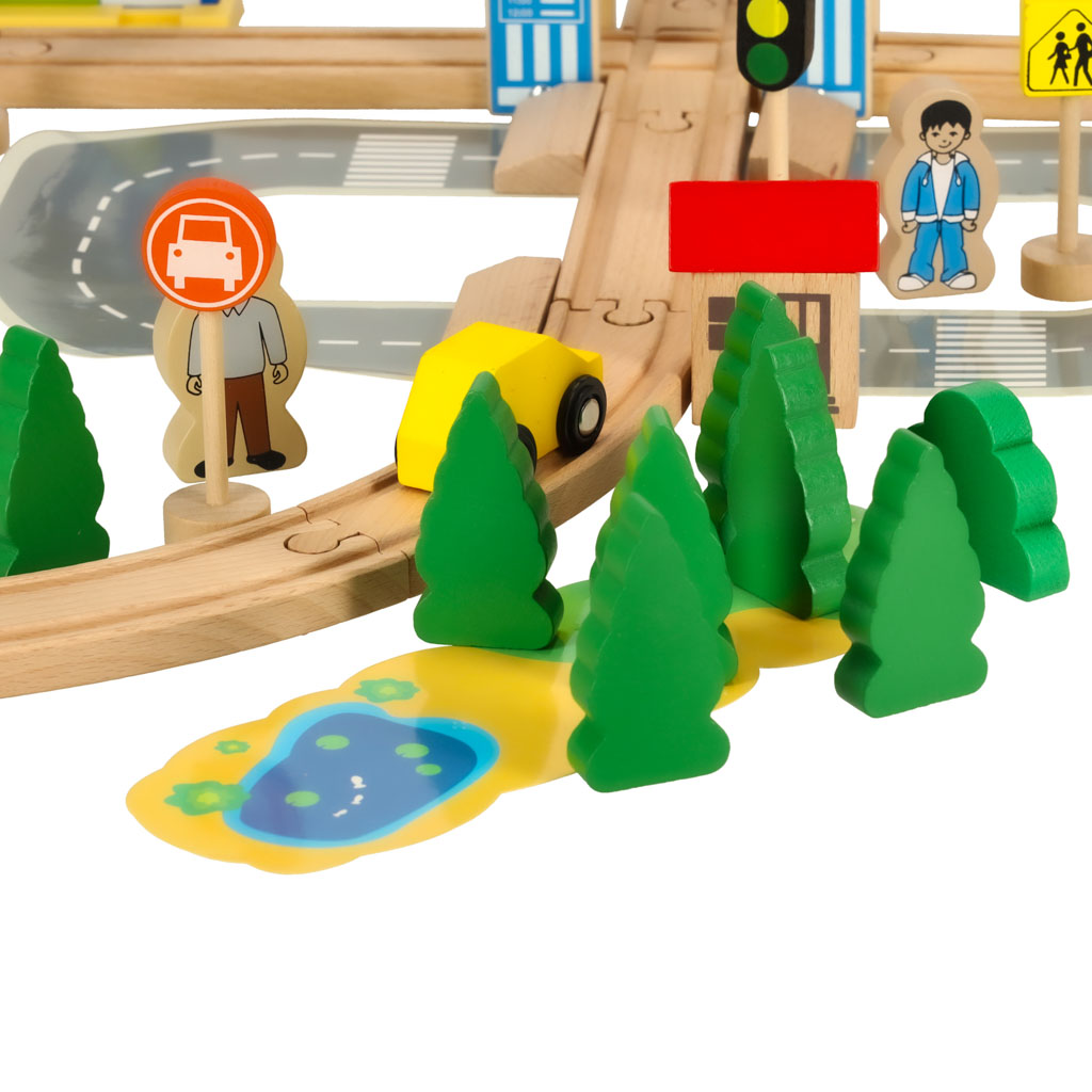 Kolejka drewniana pociąg lokomotywa dworzec 50 elementów - obrazek 4