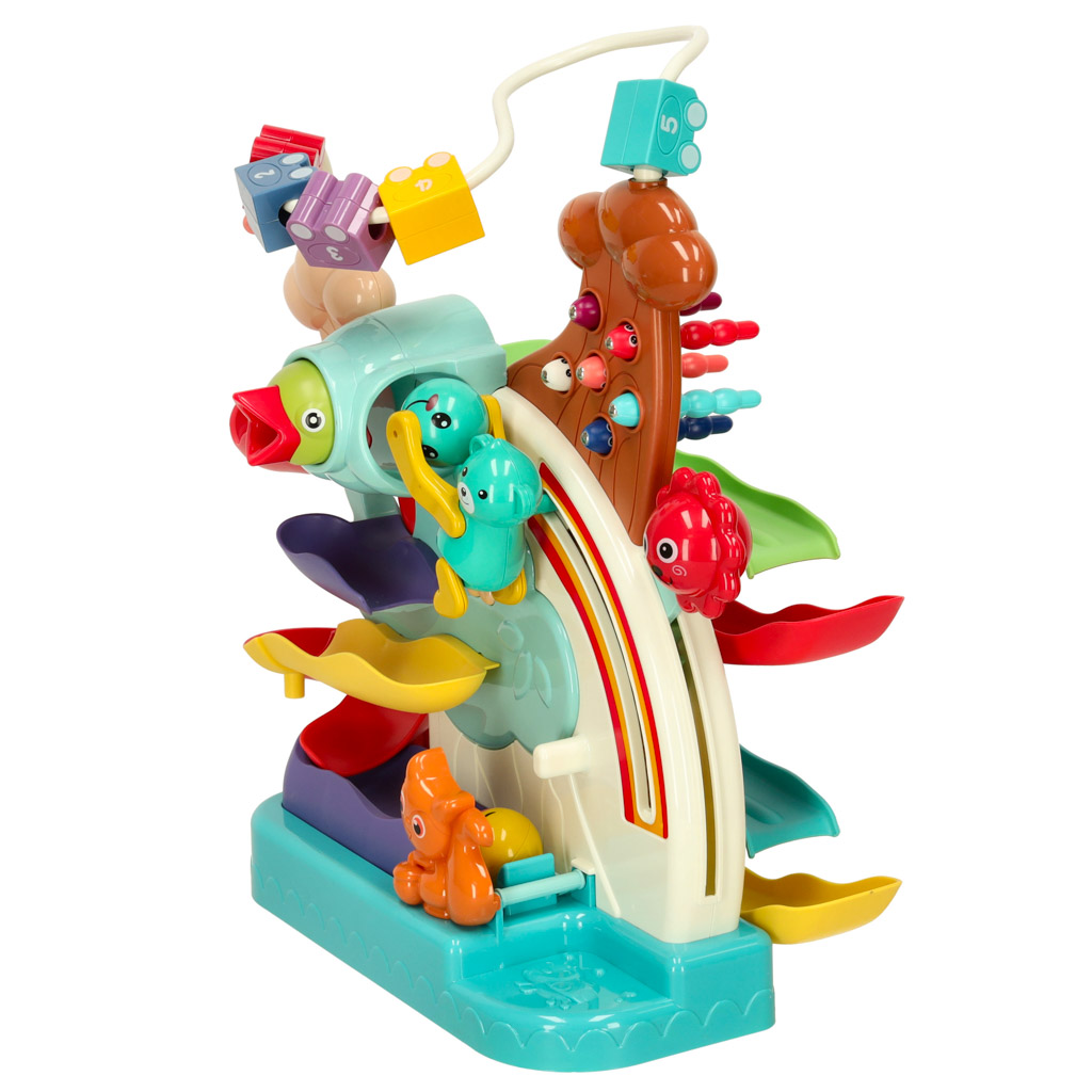 Zabawka interaktywna Montessori tor kulkowy gra magnetyczna wielofunkcyjna sówka 5w1 Bibi-inn - obrazek 6