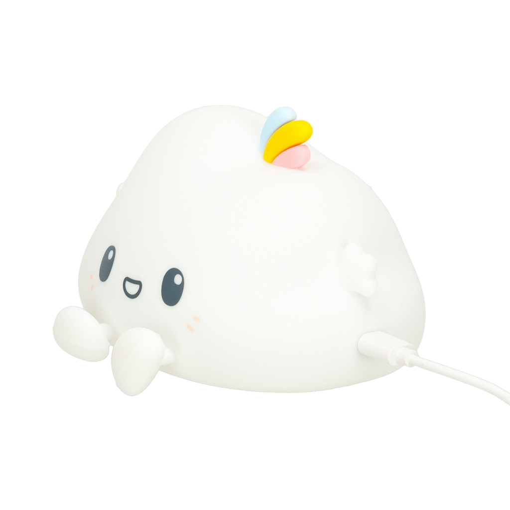 Lampka nocna dla dzieci silikonowa dotykowa miękka LED biała RGB chmurka - obrazek 5